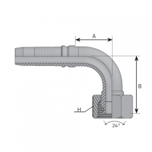 DKO-S угловой ниппель 90°, interlock, конус 24° с уплотнительным резиновым кольцом, метрический. (KF90E S)